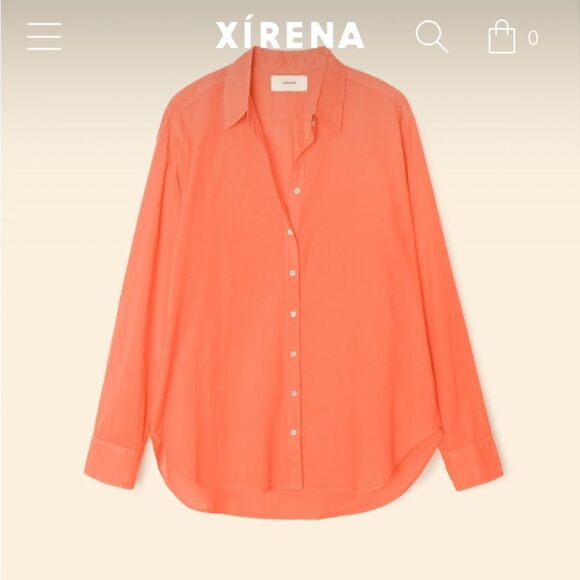 Xirena Sugar Poppy Beau 100% Cotton long sleeve button up made in the USA Shirt - Picture 9 of 13